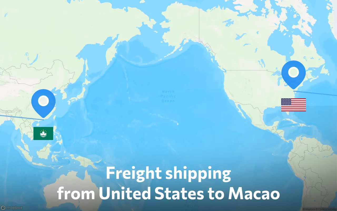 Shipping route from United States to Macao