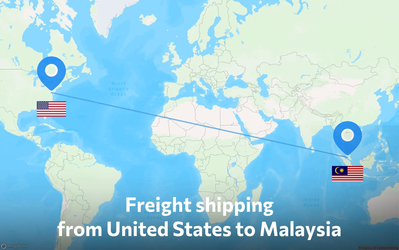 Shipping route from United States to Malaysia