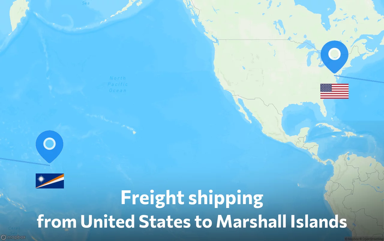 Shipping route from United States to Marshall Islands