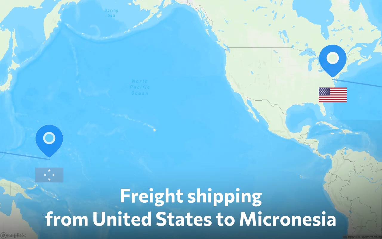 Shipping route from United States to Micronesia