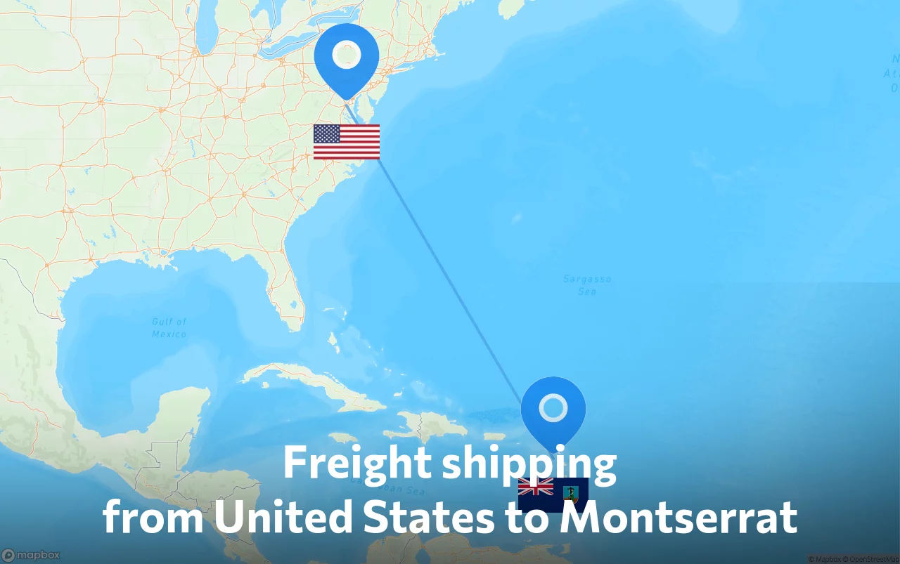 Shipping route from United States to Montserrat