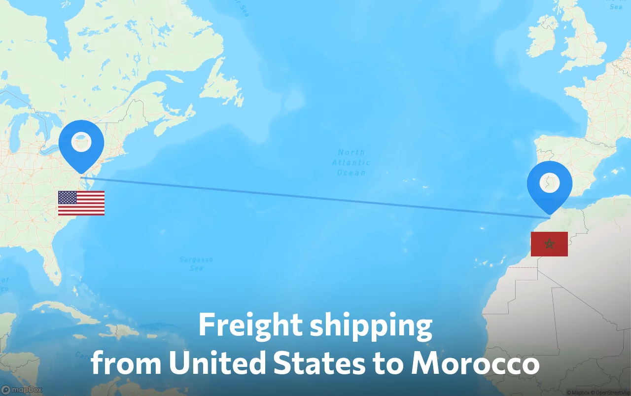 Shipping route from United States to Morocco