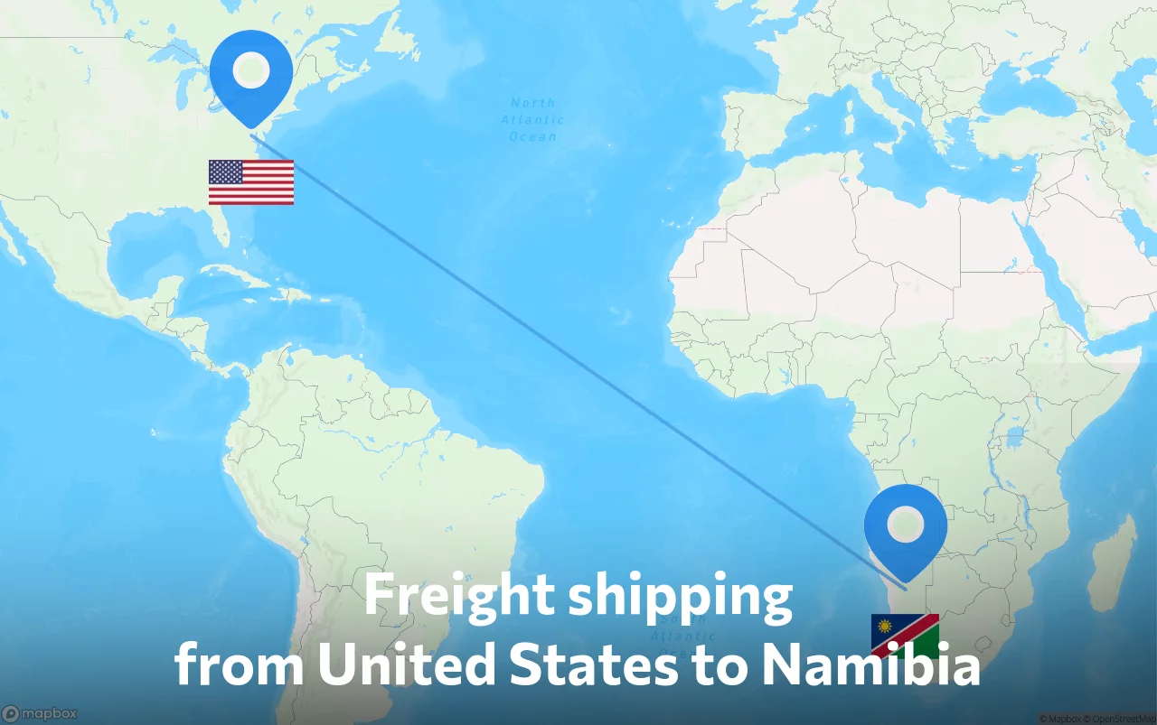 Shipping route from United States to Namibia