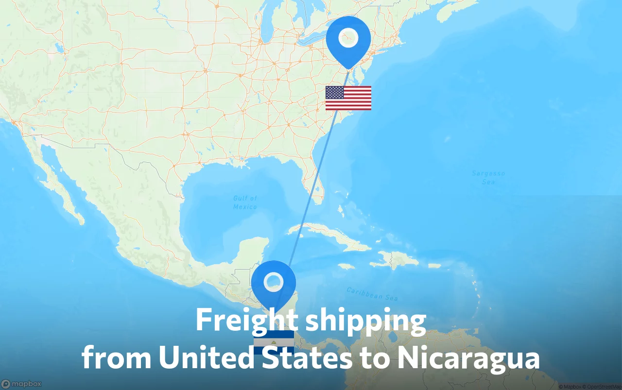 Shipping route from United States to Nicaragua