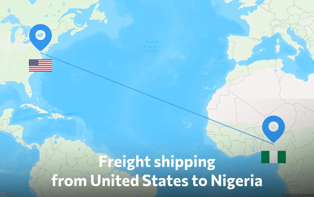 Shipping route from United States to Nigeria