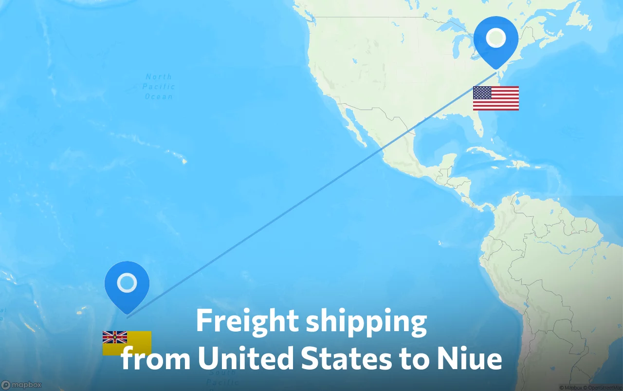 Shipping route from United States to Niue