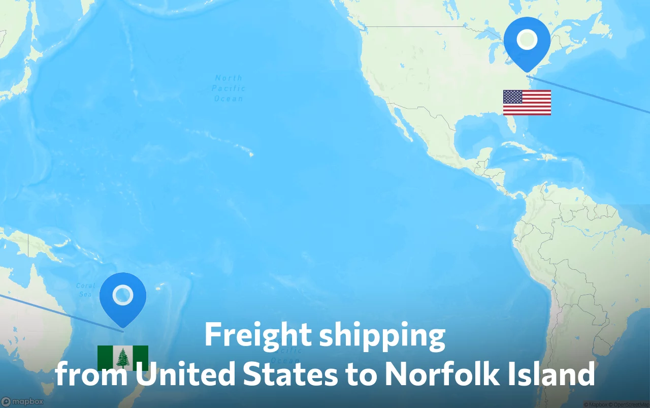 Shipping route from United States to Norfolk Island