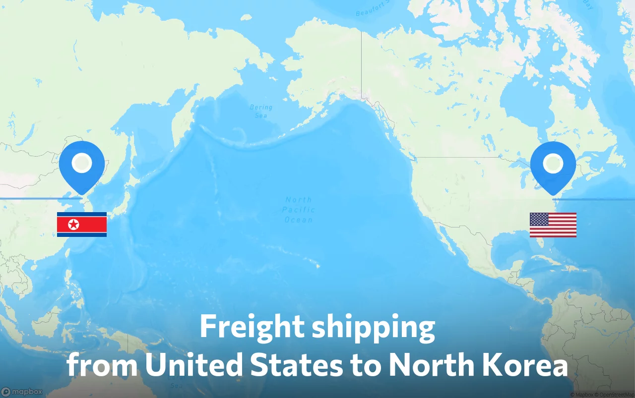 Shipping route from United States to North Korea