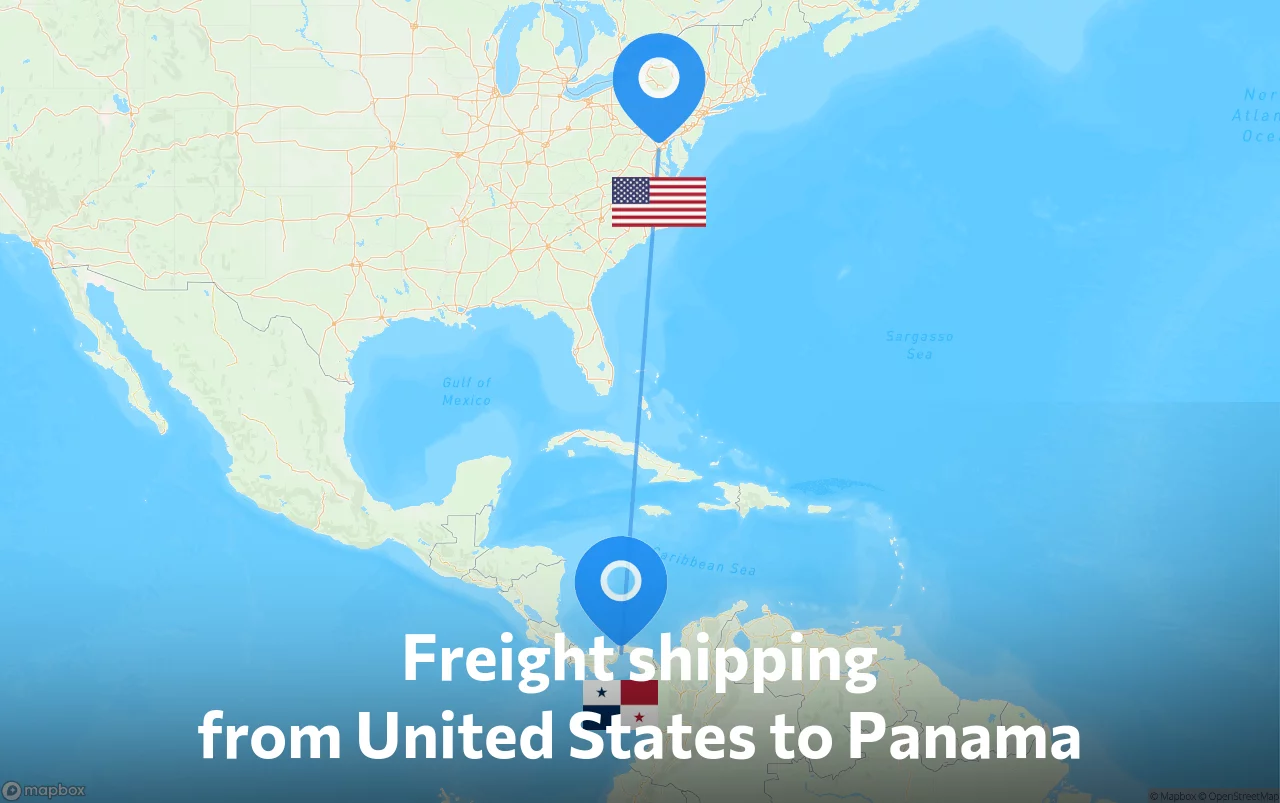 Shipping route from United States to Panama