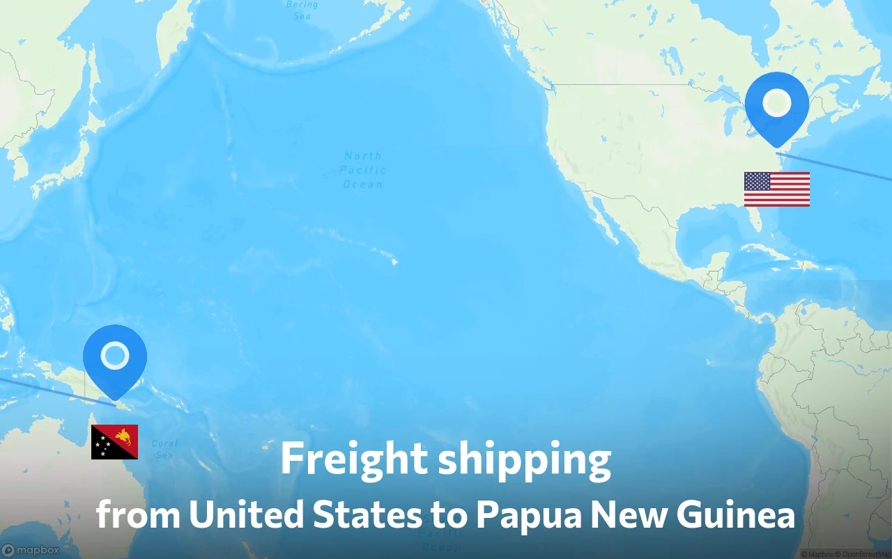 Shipping route from United States to Papua New Guinea