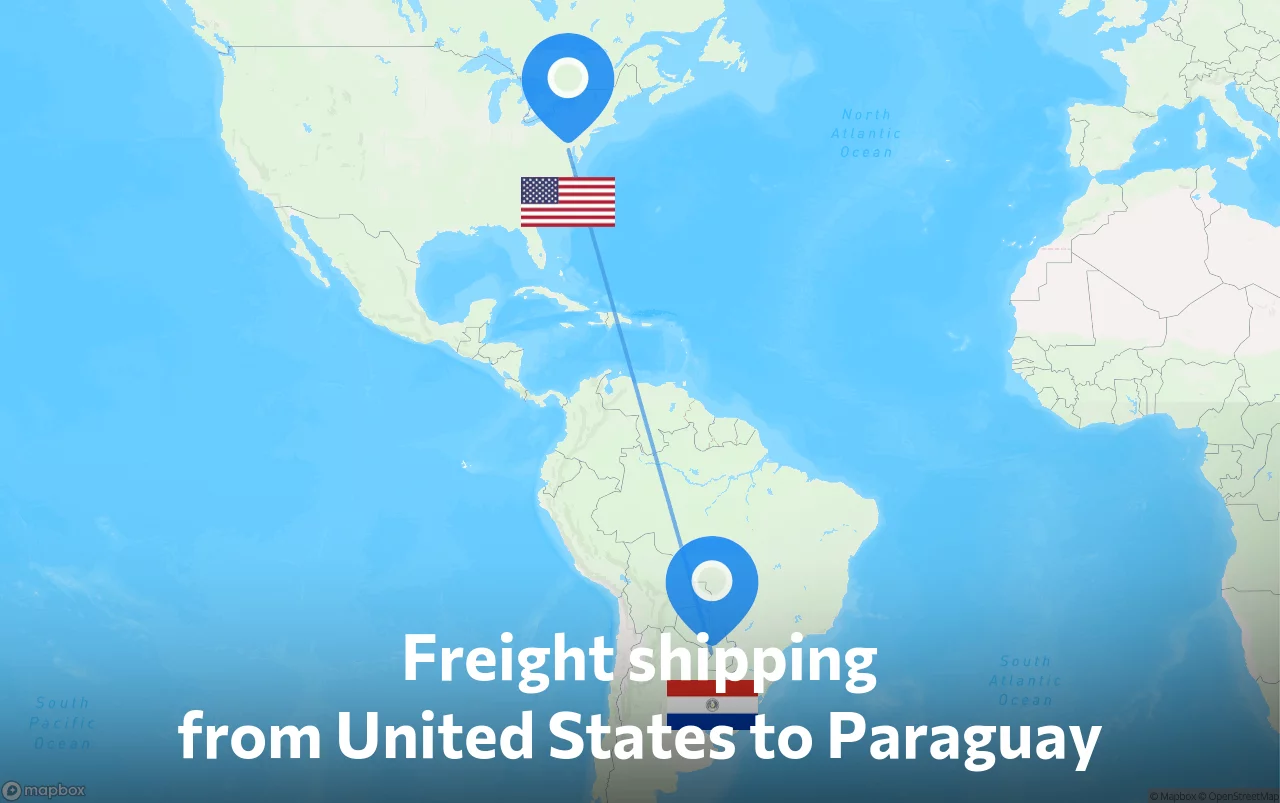 Shipping route from United States to Paraguay