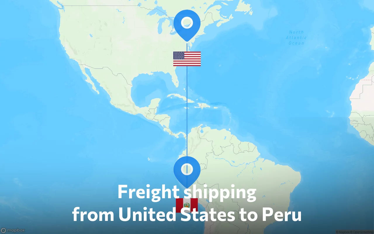 Shipping route from United States to Peru