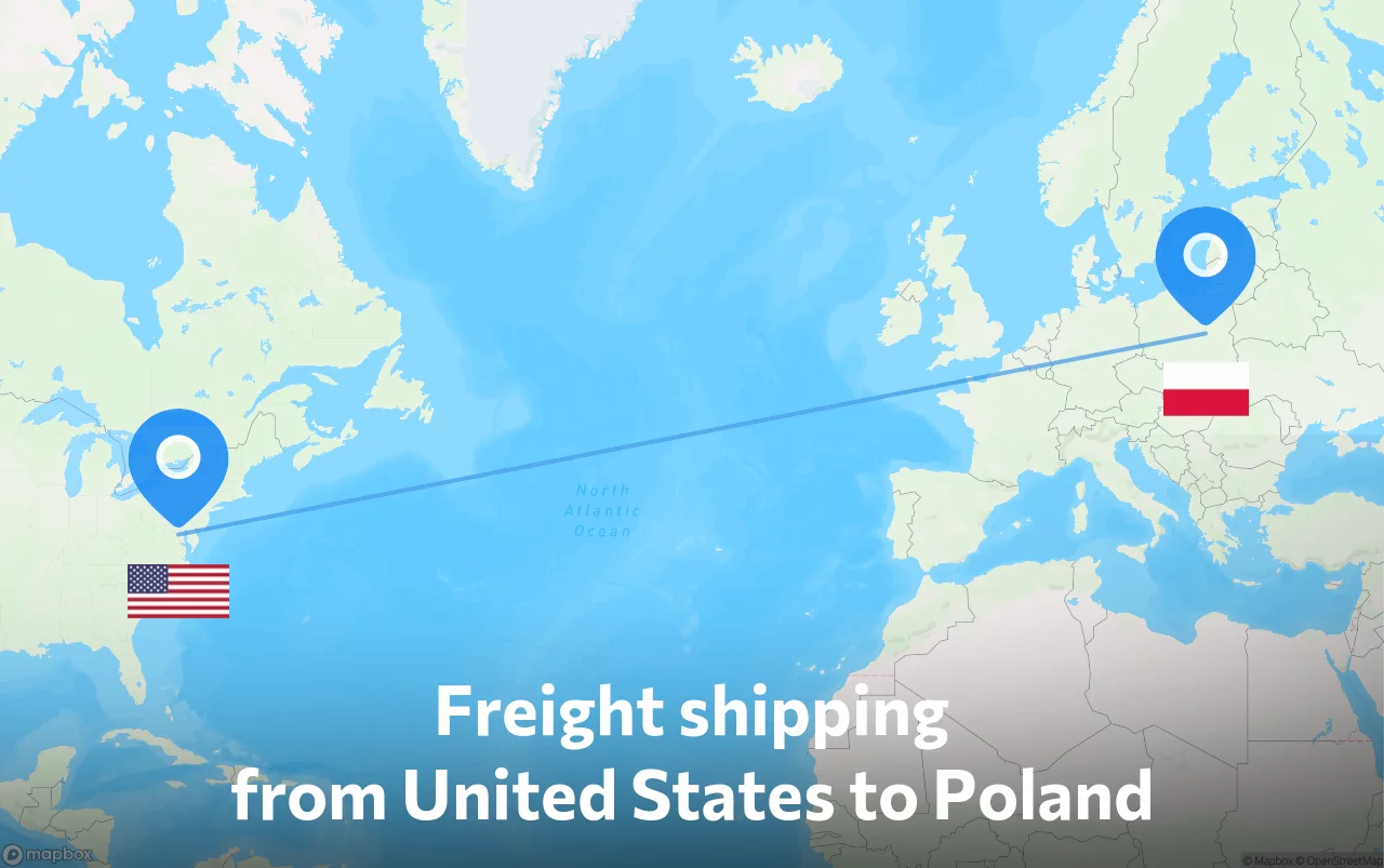 Shipping route from United States to Poland