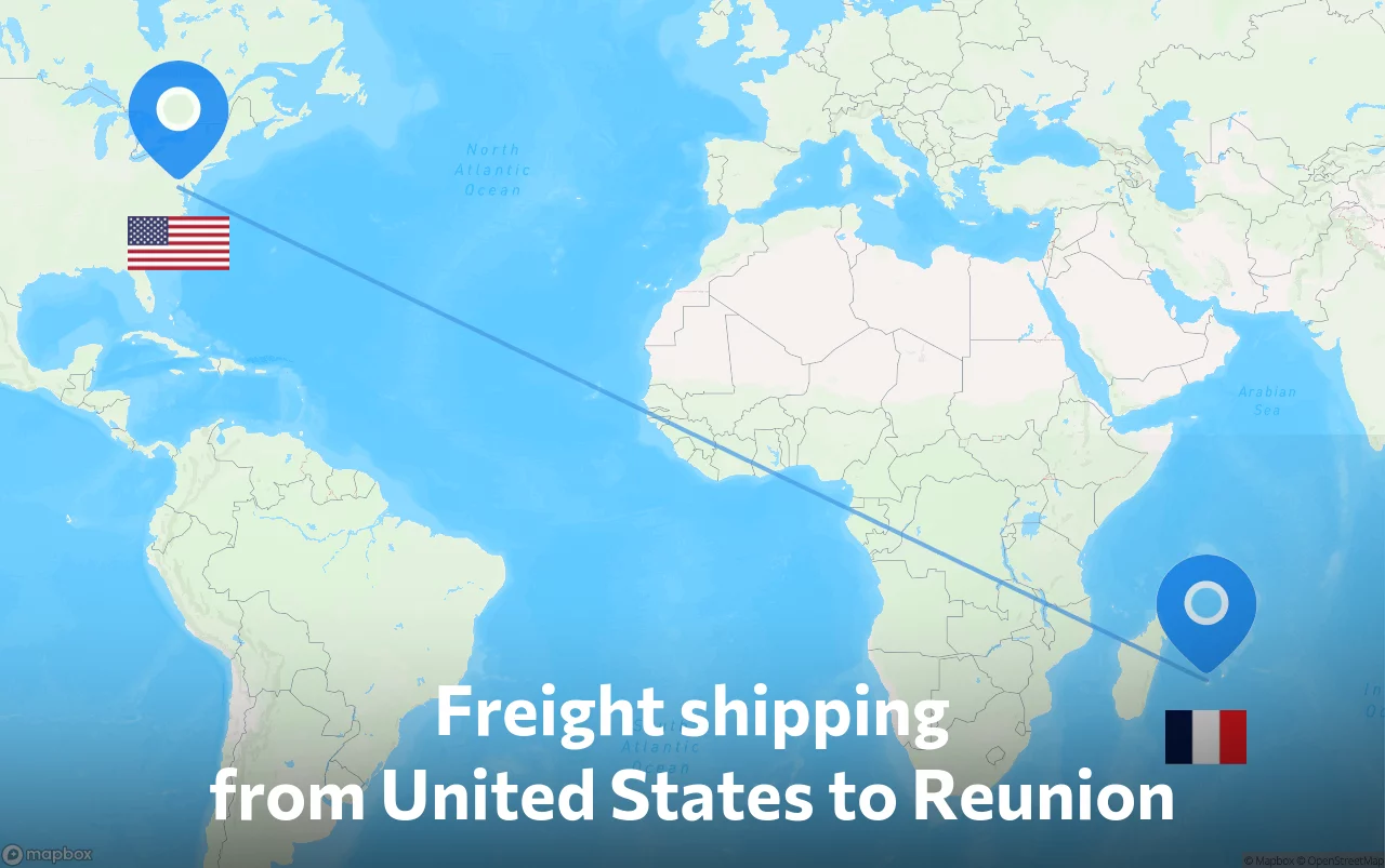 Shipping route from United States to Reunion