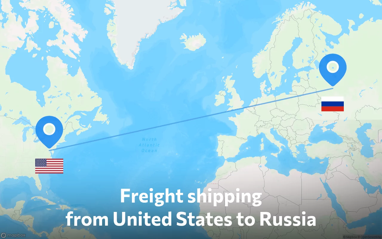Shipping route from United States to Russia