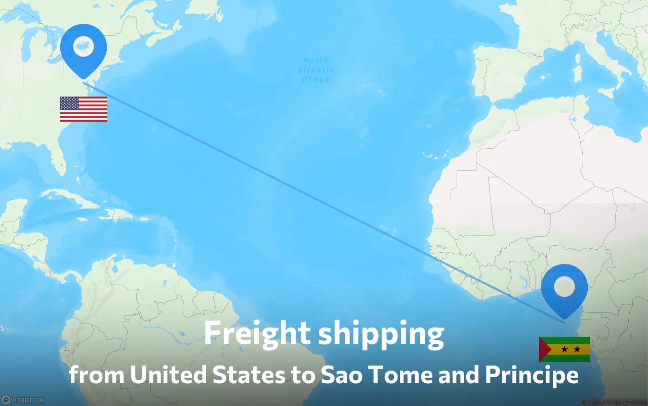 Shipping route from United States to Sao Tome and Principe