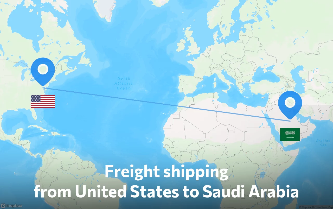 Shipping route from United States to Saudi Arabia