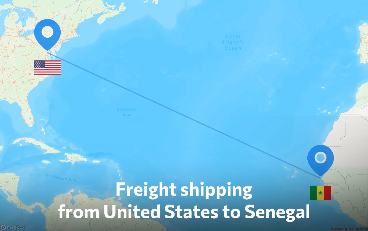 Shipping route from United States to Senegal