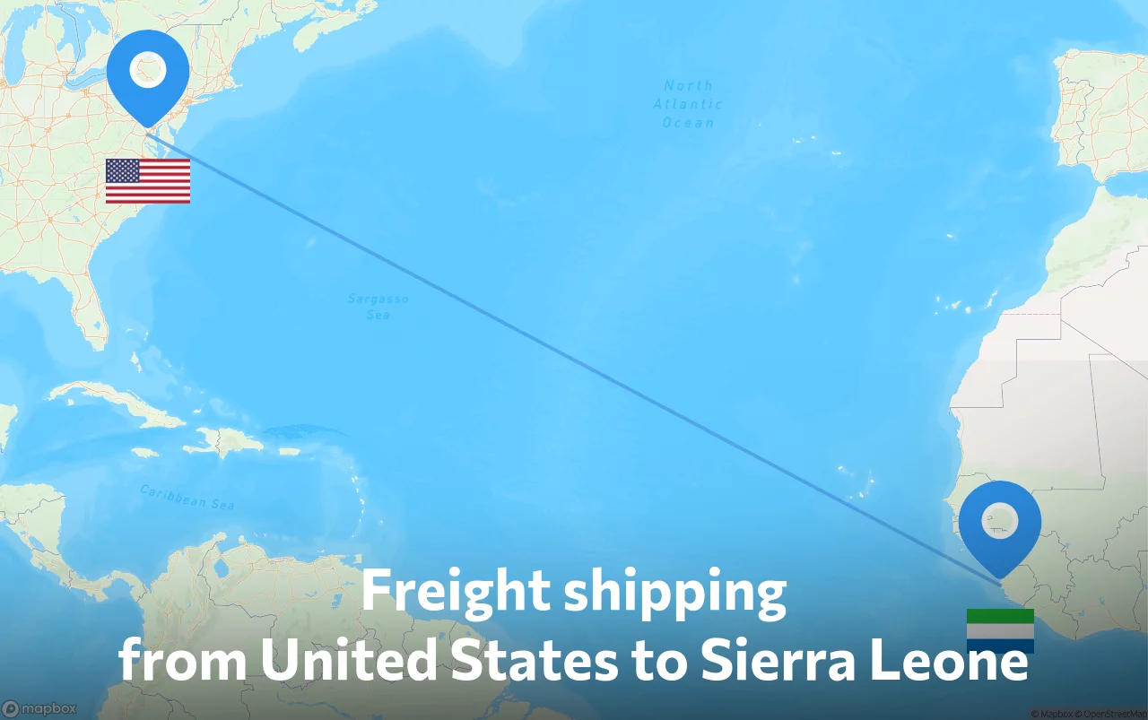 Shipping route from United States to Sierra Leone