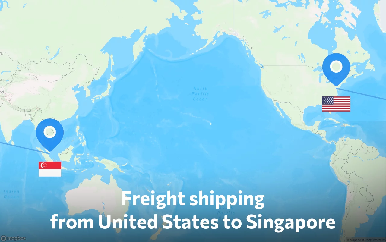 Shipping route from United States to Singapore