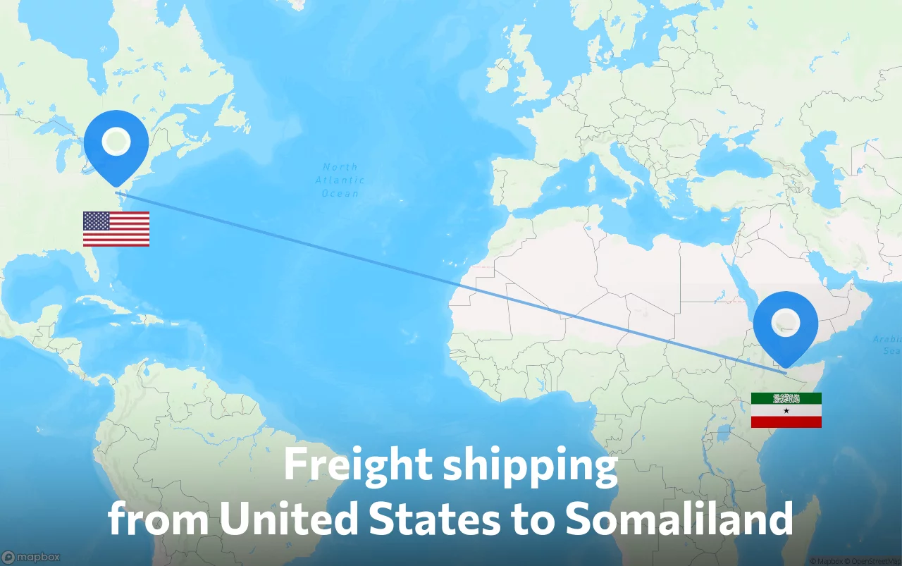 Shipping route from United States to Somaliland
