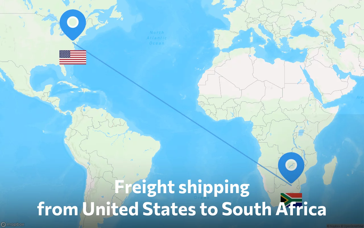 Shipping route from United States to South Africa