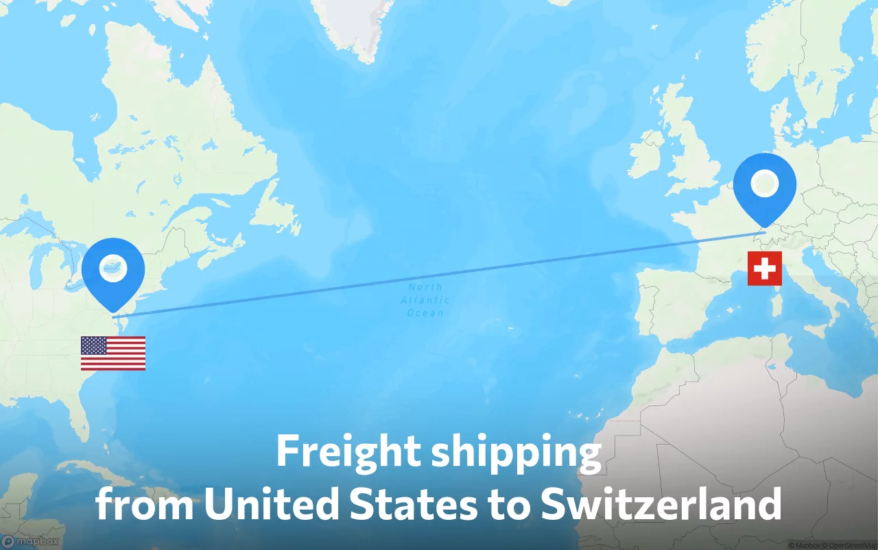 Shipping route from United States to Switzerland