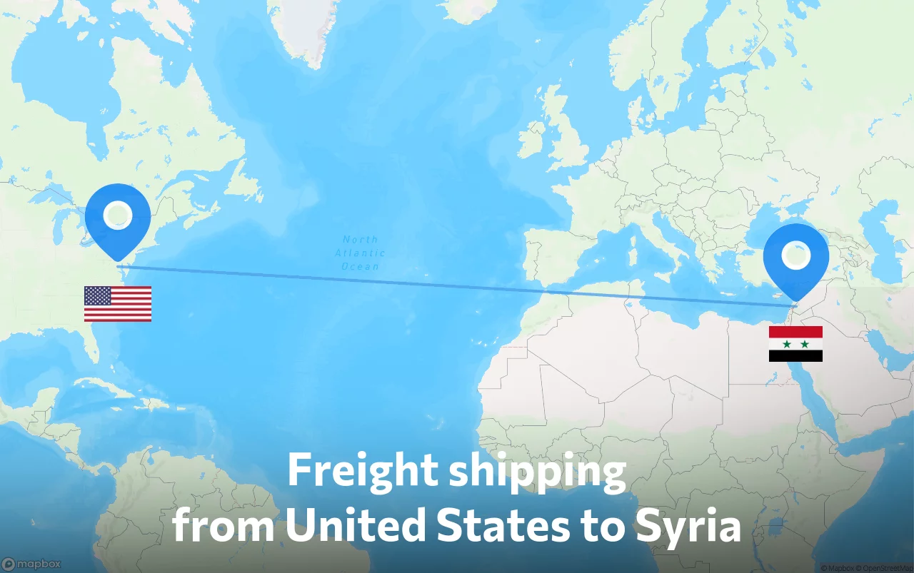Shipping route from United States to Syria