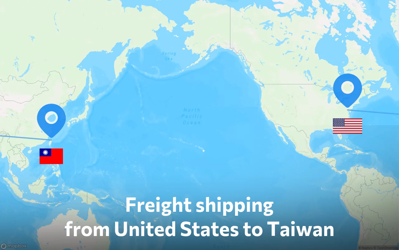 Shipping route from United States to Taiwan