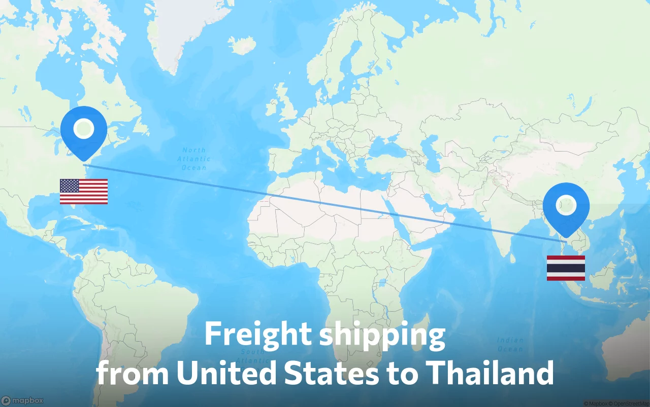 Shipping route from United States to Thailand