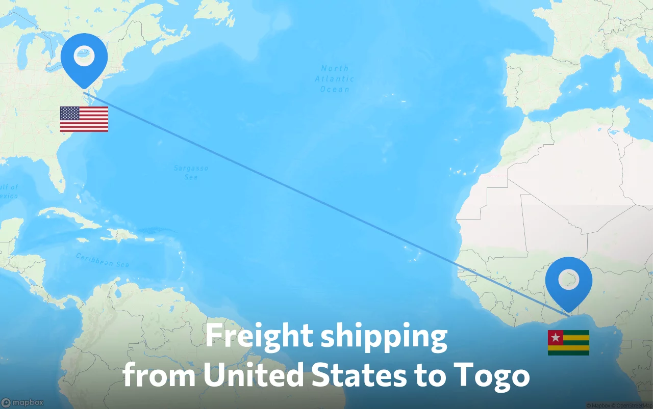 Shipping route from United States to Togo