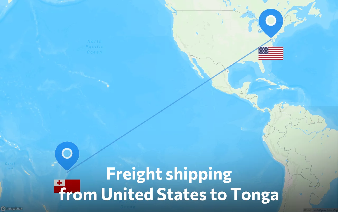 Shipping route from United States to Tonga