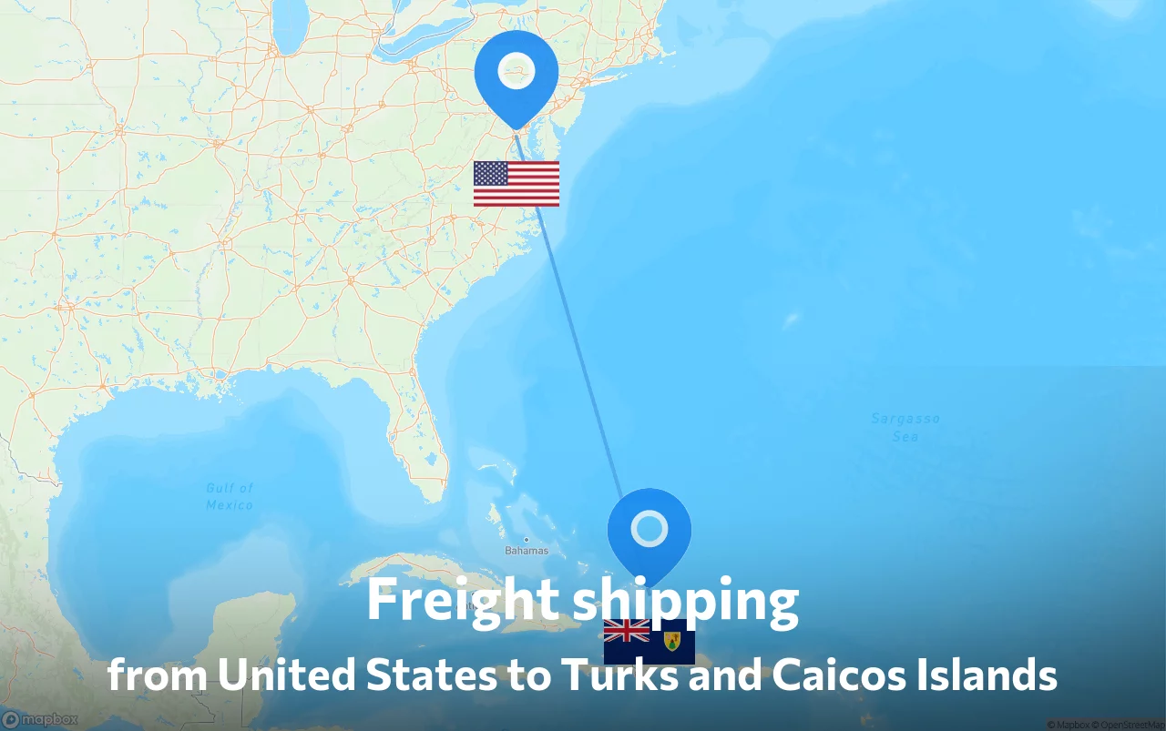 Shipping route from United States to Turks and Caicos Islands