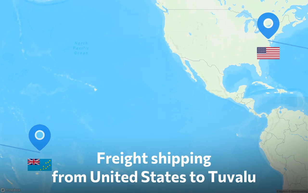 Shipping route from United States to Tuvalu