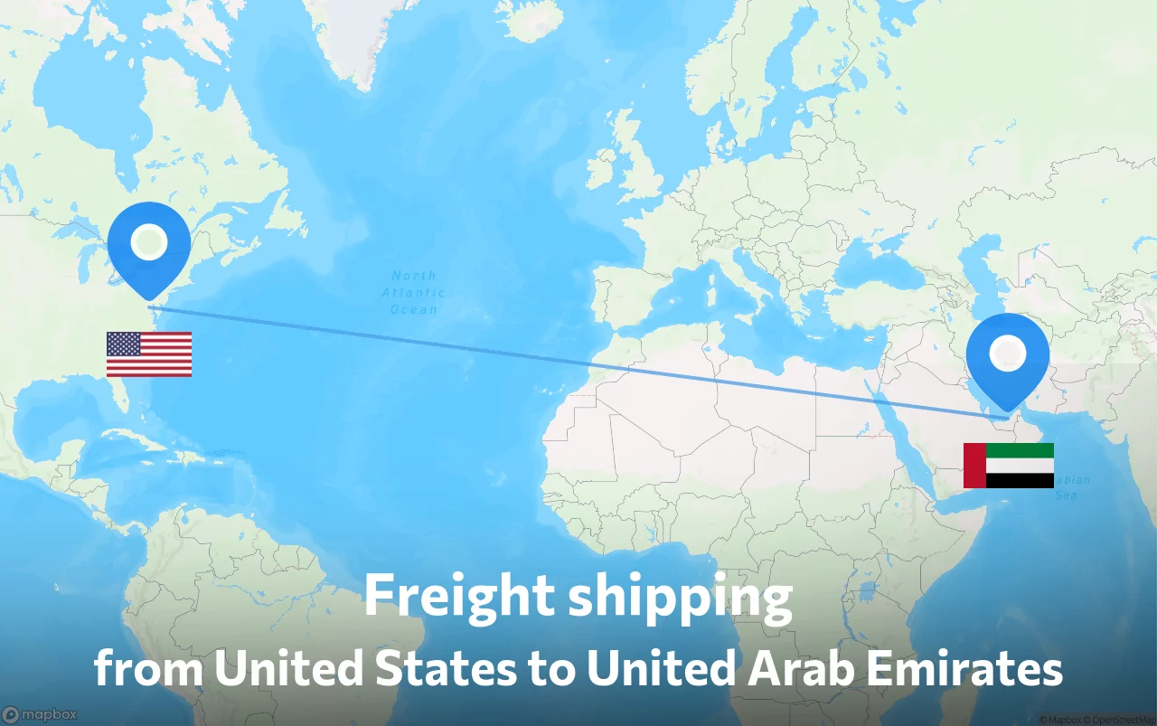 Shipping route from United States to United Arab Emirates