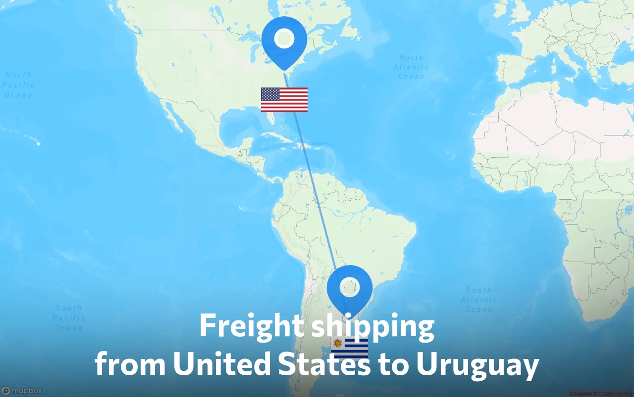 Shipping route from United States to Uruguay