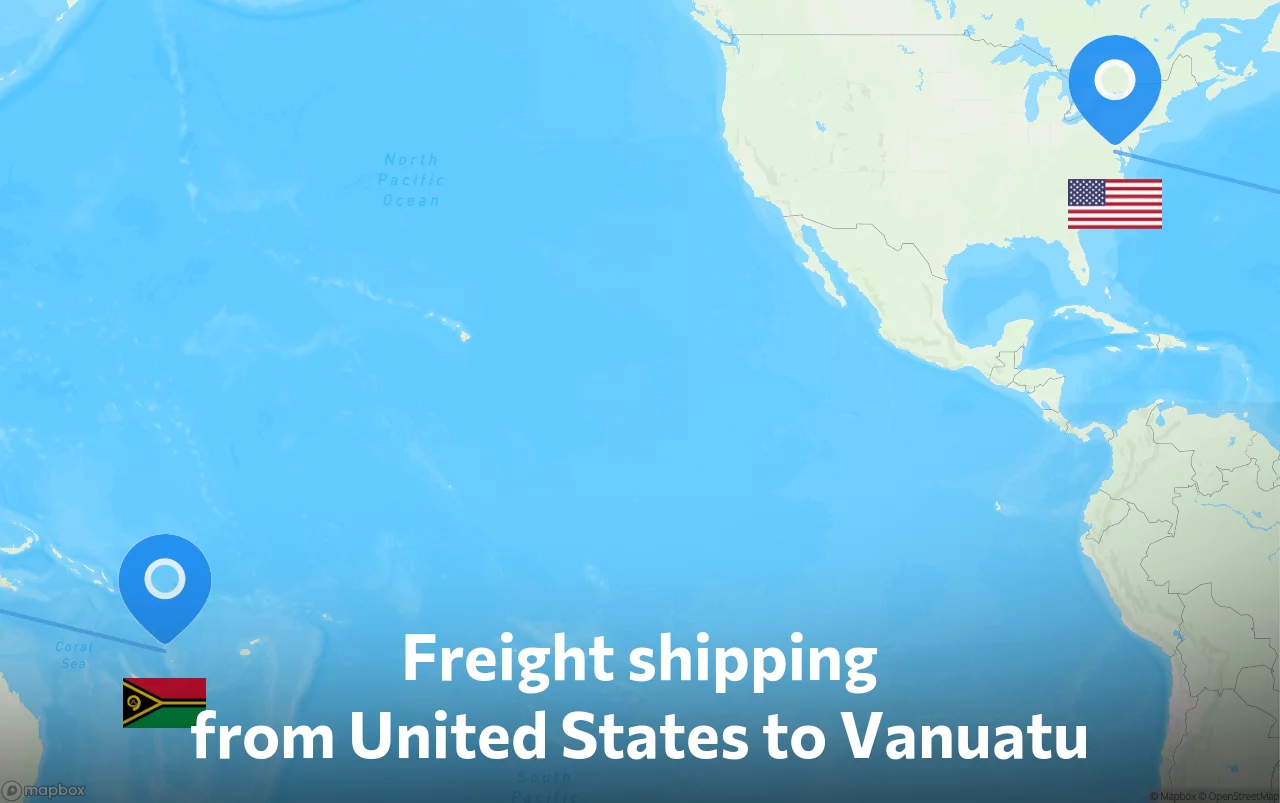 Shipping route from United States to Vanuatu