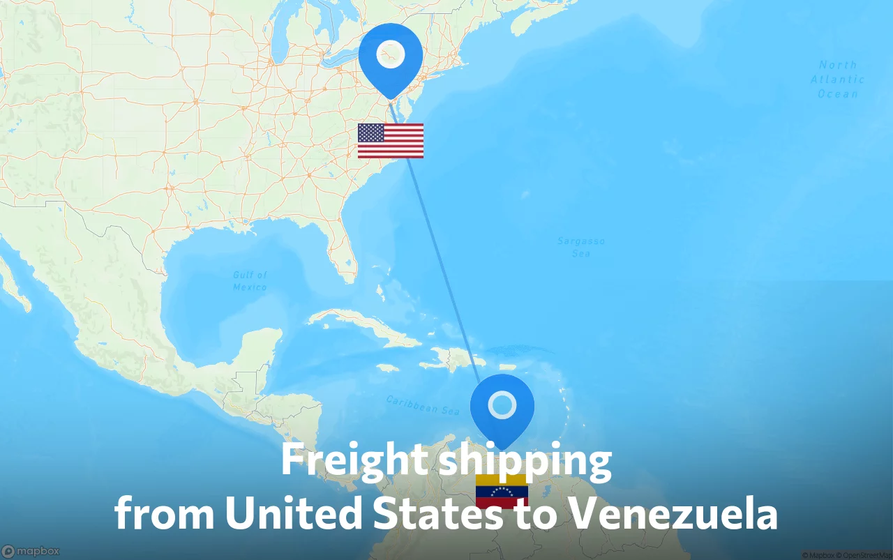 Shipping route from United States to Venezuela