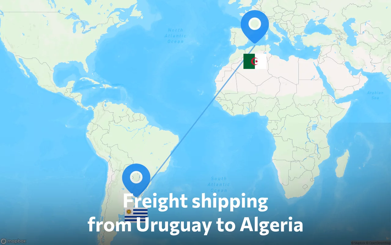 Shipping route from Uruguay to Algeria
