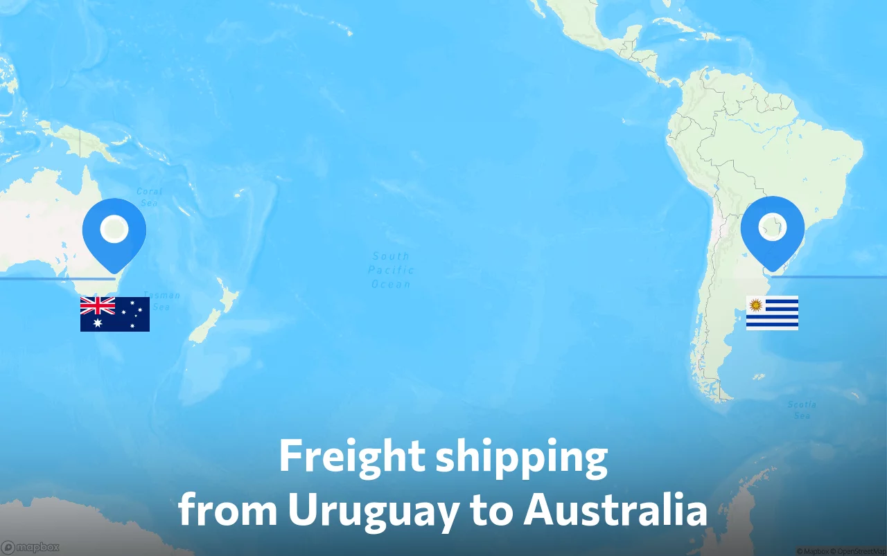 Shipping route from Uruguay to Australia
