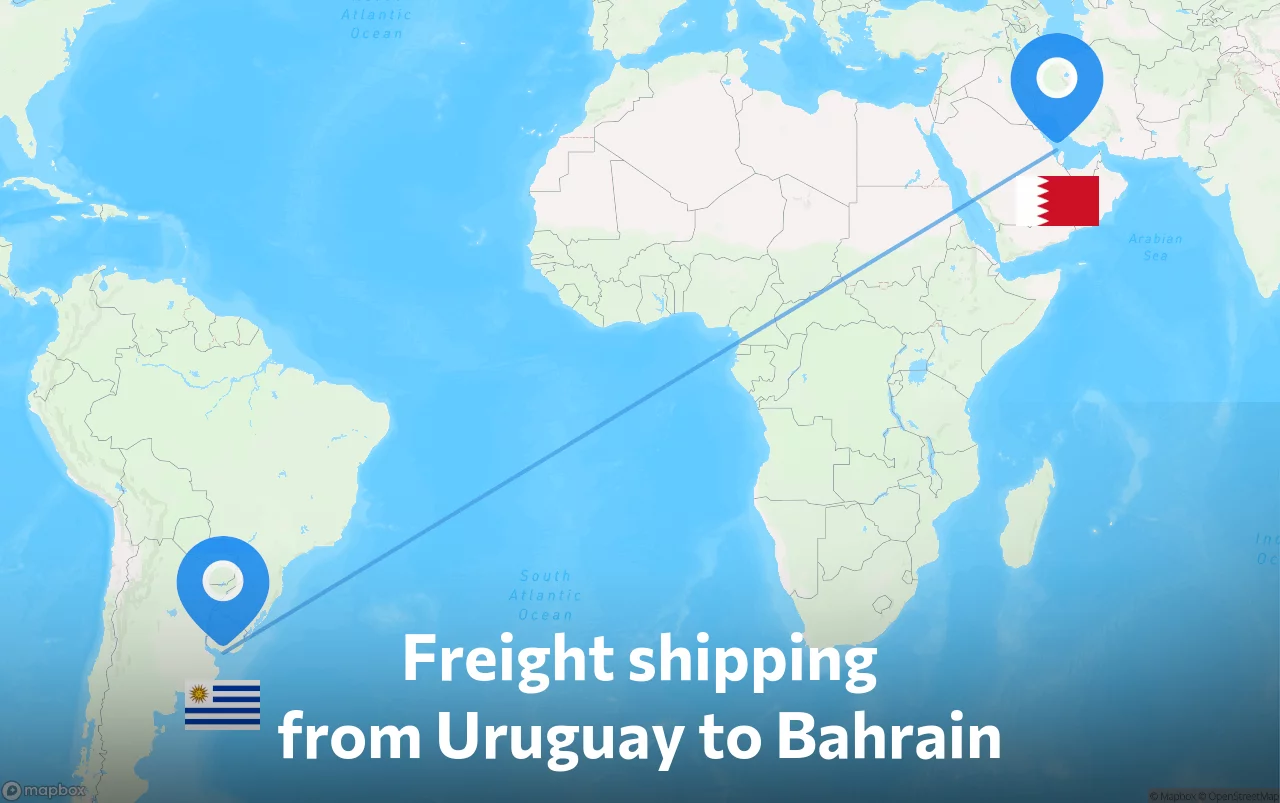 Shipping route from Uruguay to Bahrain