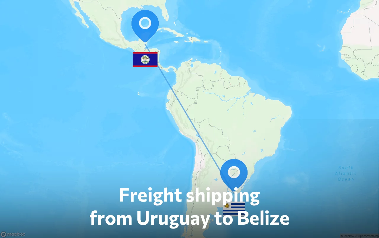 Shipping route from Uruguay to Belize
