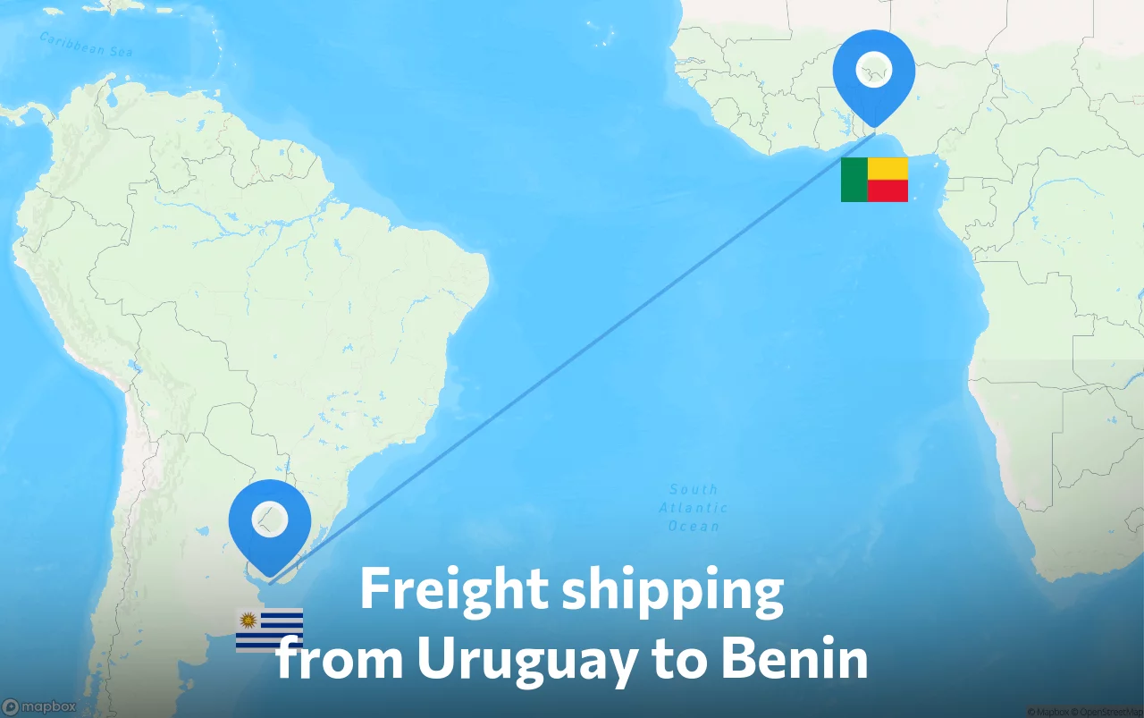 Shipping route from Uruguay to Benin