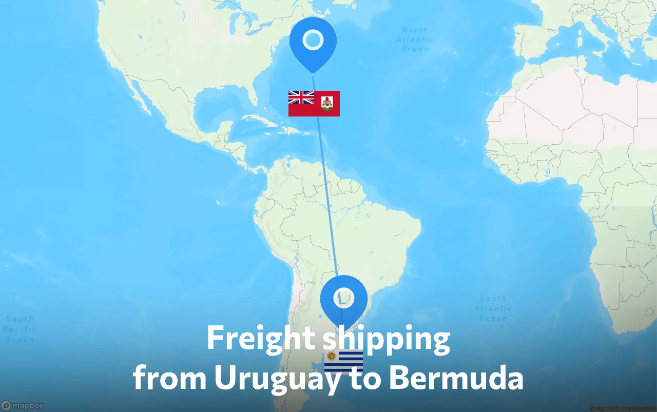Shipping route from Uruguay to Bermuda