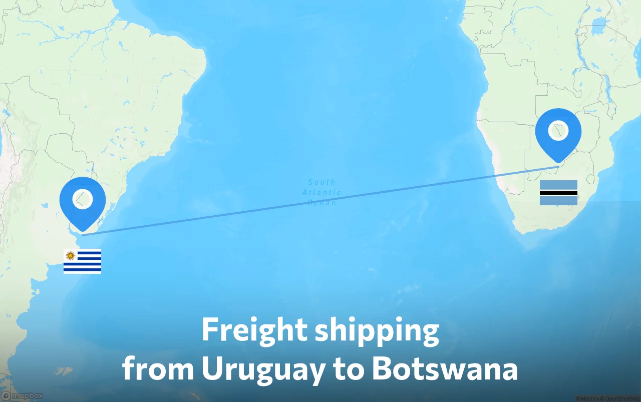 Shipping route from Uruguay to Botswana