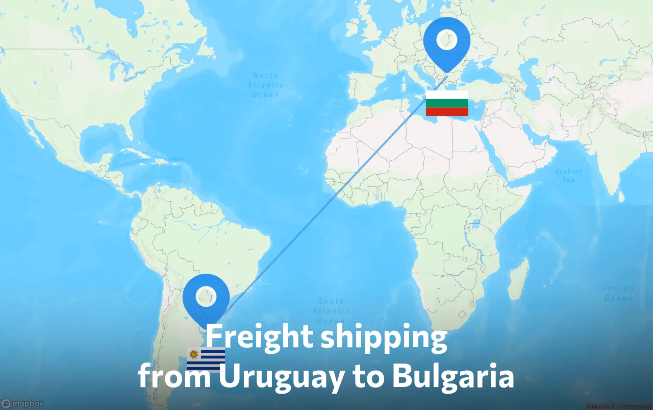 Shipping route from Uruguay to Bulgaria
