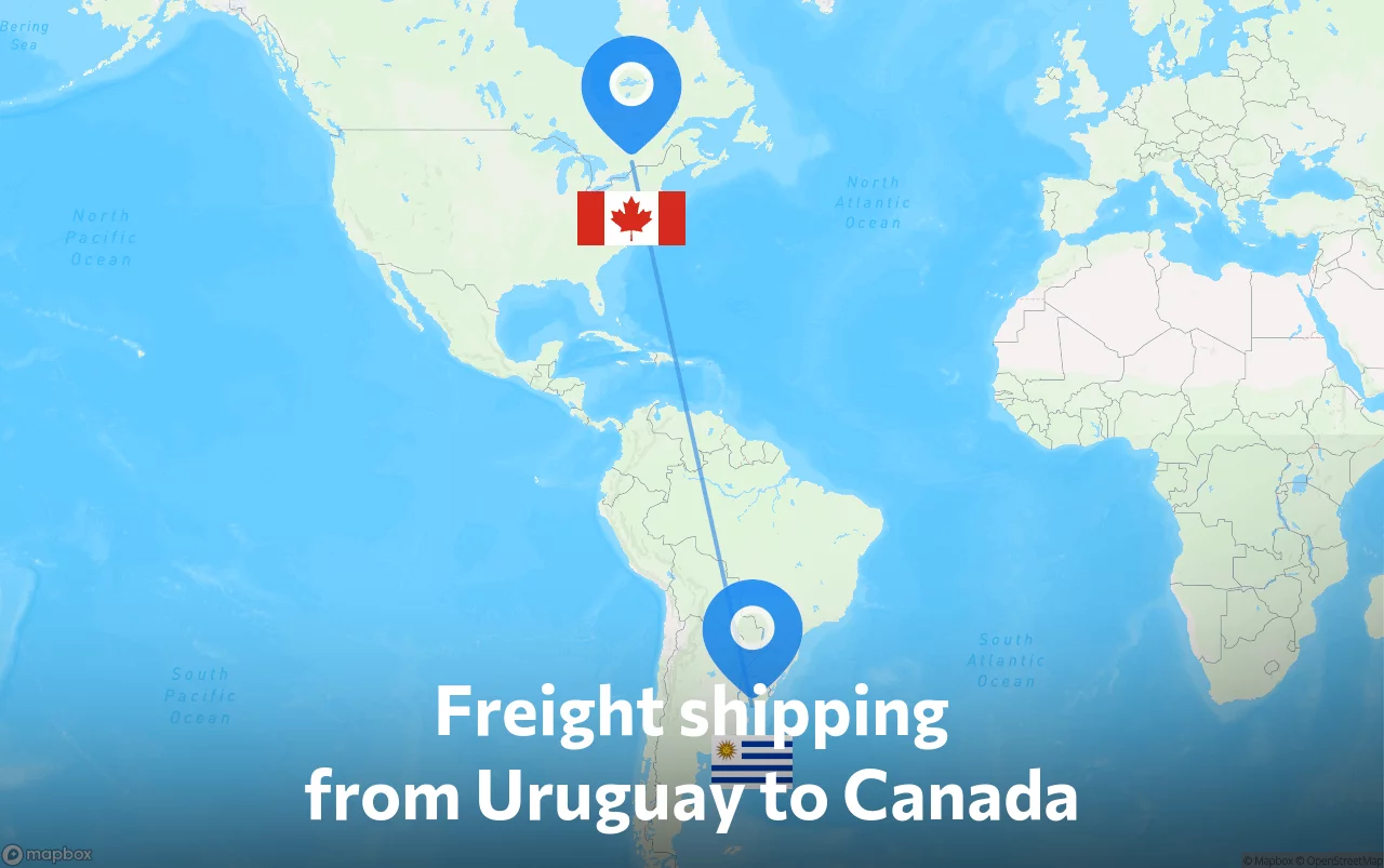 Shipping route from Uruguay to Canada