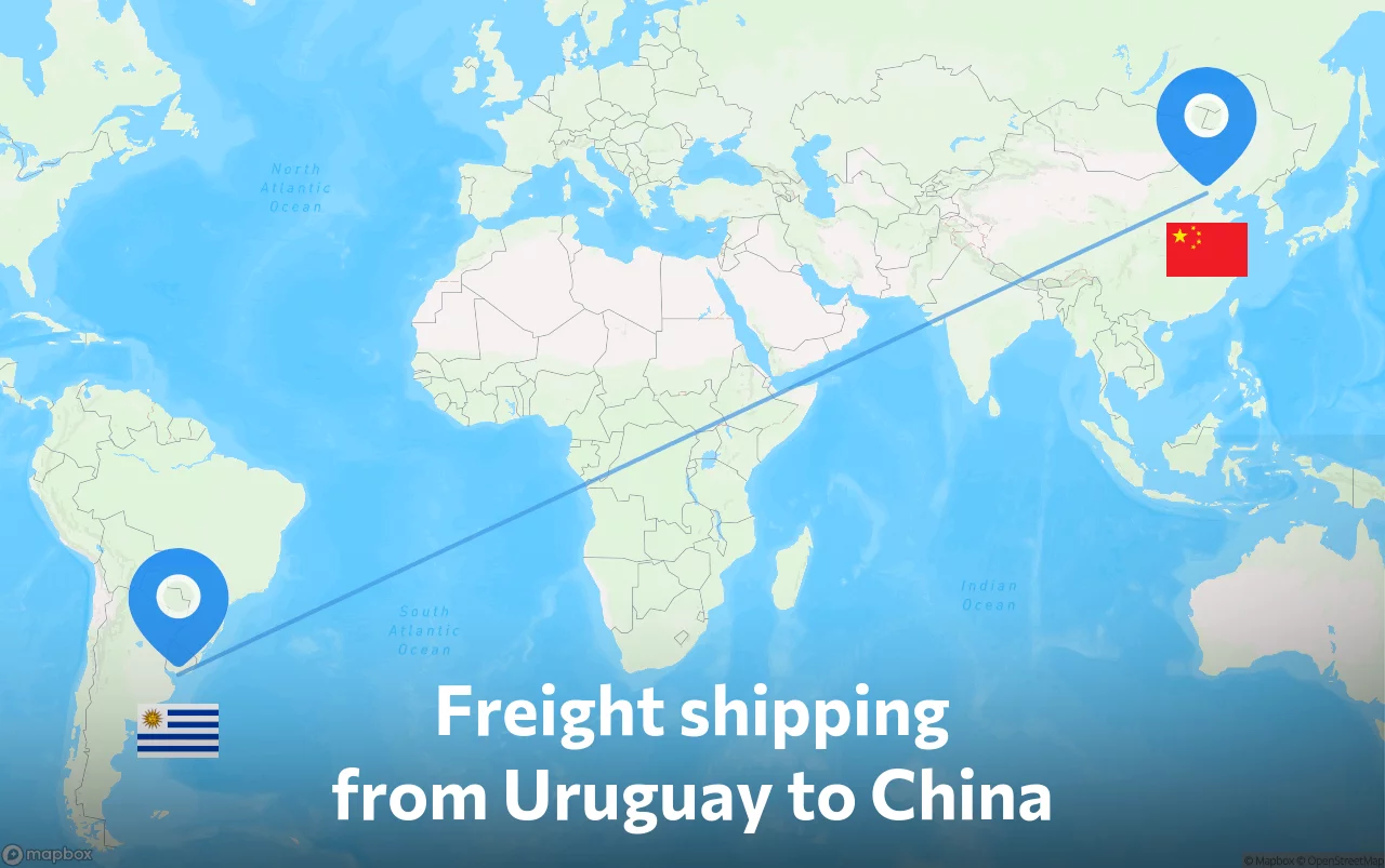 Shipping route from Uruguay to China