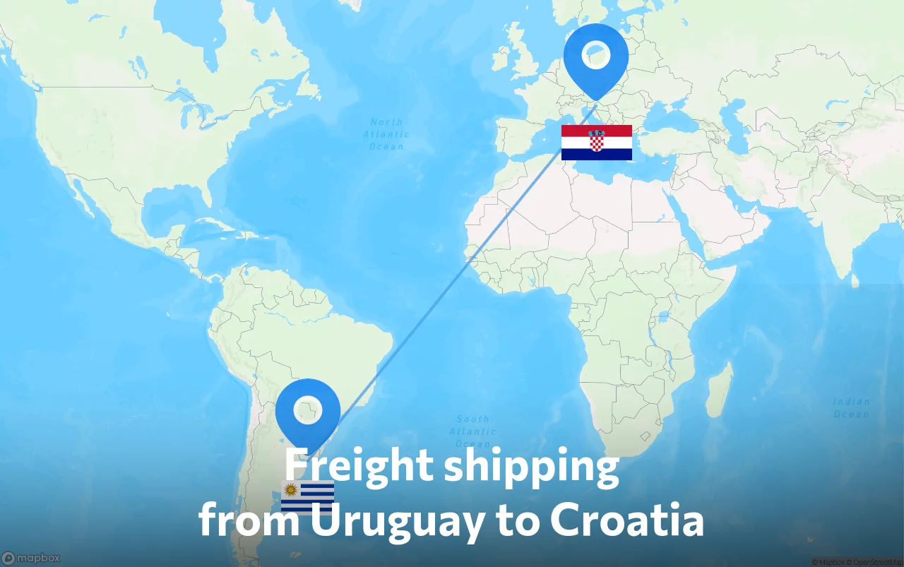 Shipping route from Uruguay to Croatia