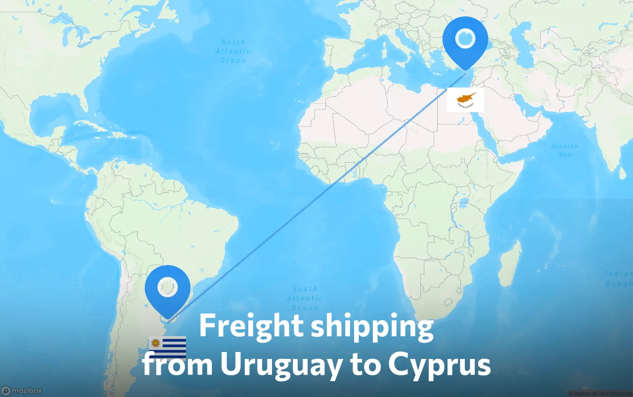 Shipping route from Uruguay to Cyprus
